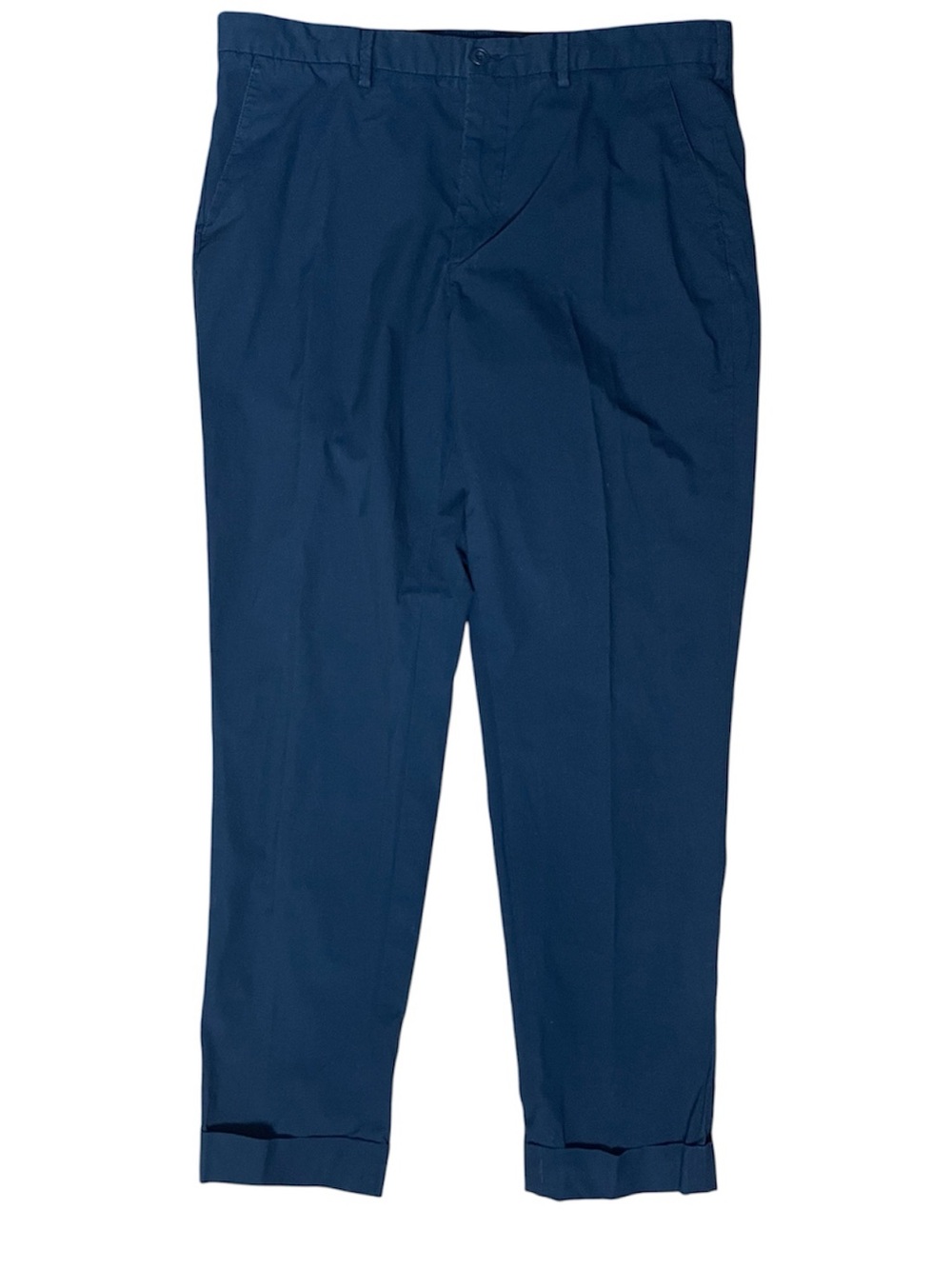Massimo Dutti Slim Fit Cropped Cuffed Chino Pants Navy Blue Men’s 34 -Preppy